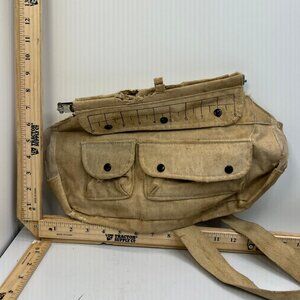 Vintage Women's Khaki Canvas Field Shoulder Bag Military Style Utility Satchel